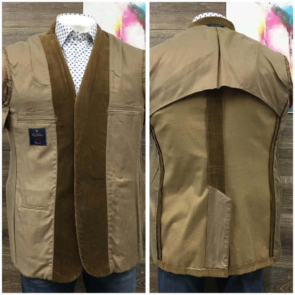 BROOKS BROTHERS Mens Corduroy Blazer Sport Coat Casual Jacket 44L Suit (SPOTS)